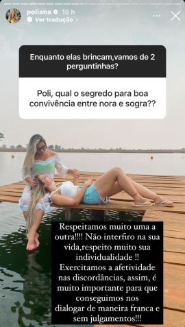 Poliana citou respeito ao falar da relação com Virginia Fonseca / Instagram/Poliana Rocha