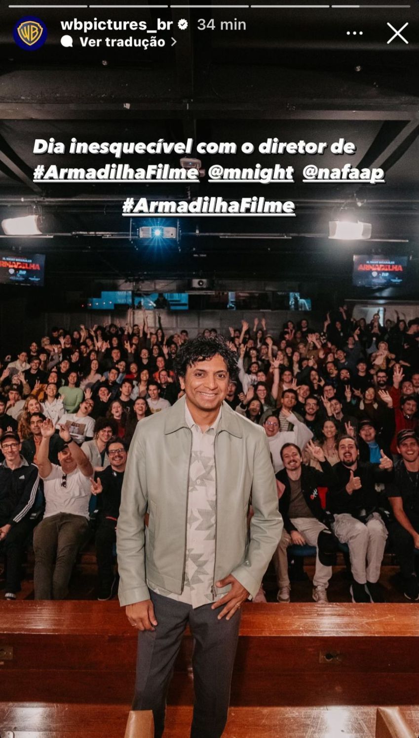 M. Night Shyamalan está no Brasil para promover o filme "Armadilha" / Warner Bros. Pictures Brasil