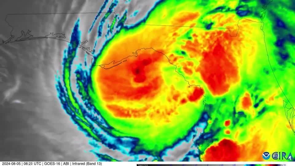 Satellite images show Hurricane Debby making landfall in Florida