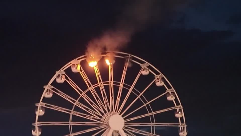 Ferris wheel on fire at German music festival