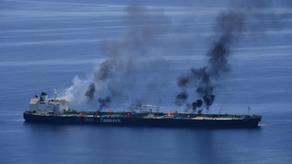 Photos of Greek-flagged ship Sounion after Houthi attack