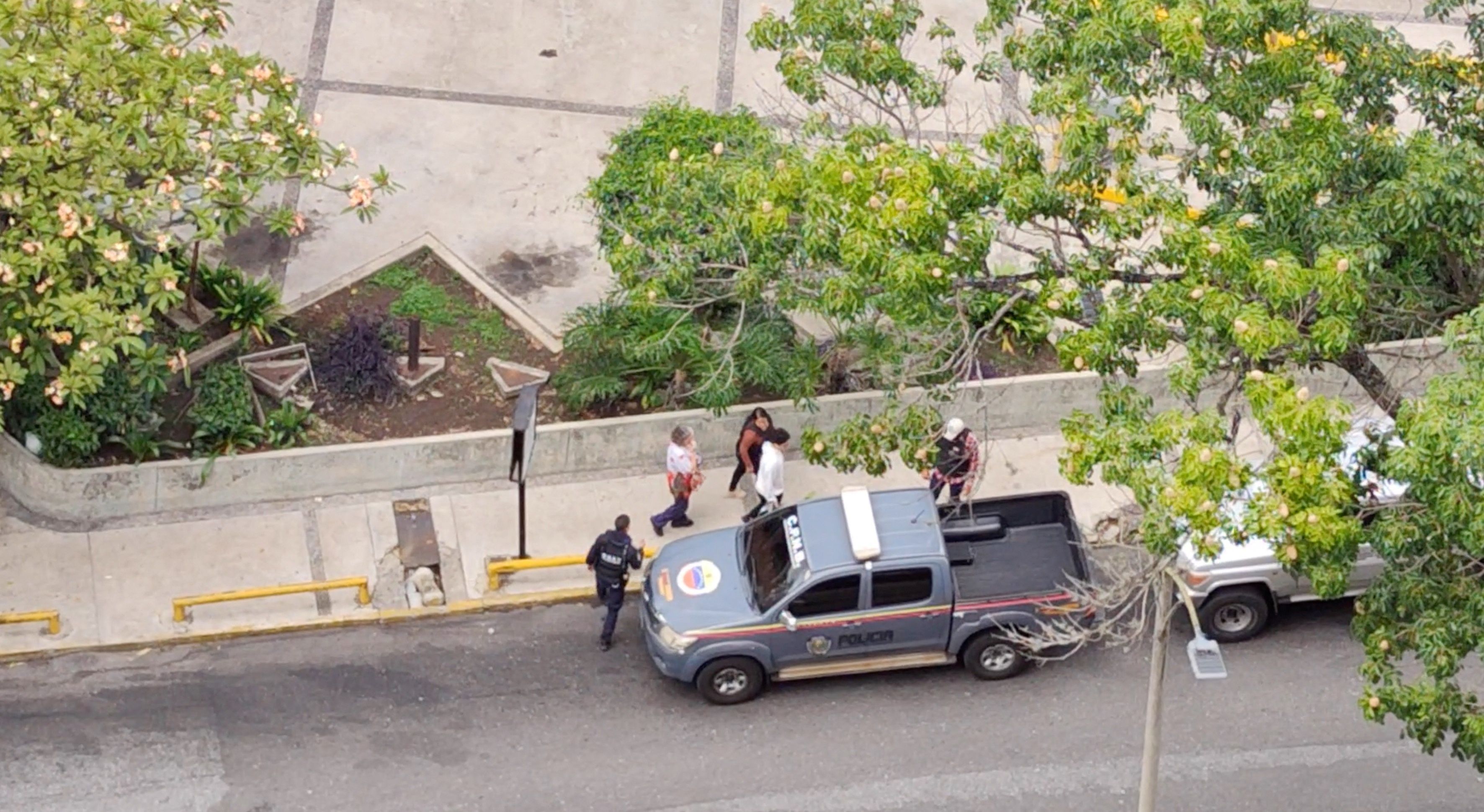 Jornalista venezuelana Carmela Longo caminha em direção a um veículo policial ao ser detida em Caracas, segundo sindicato