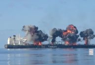 Houthis divulgam vídeo de momento da explosão em navio petroleiro grego; veja