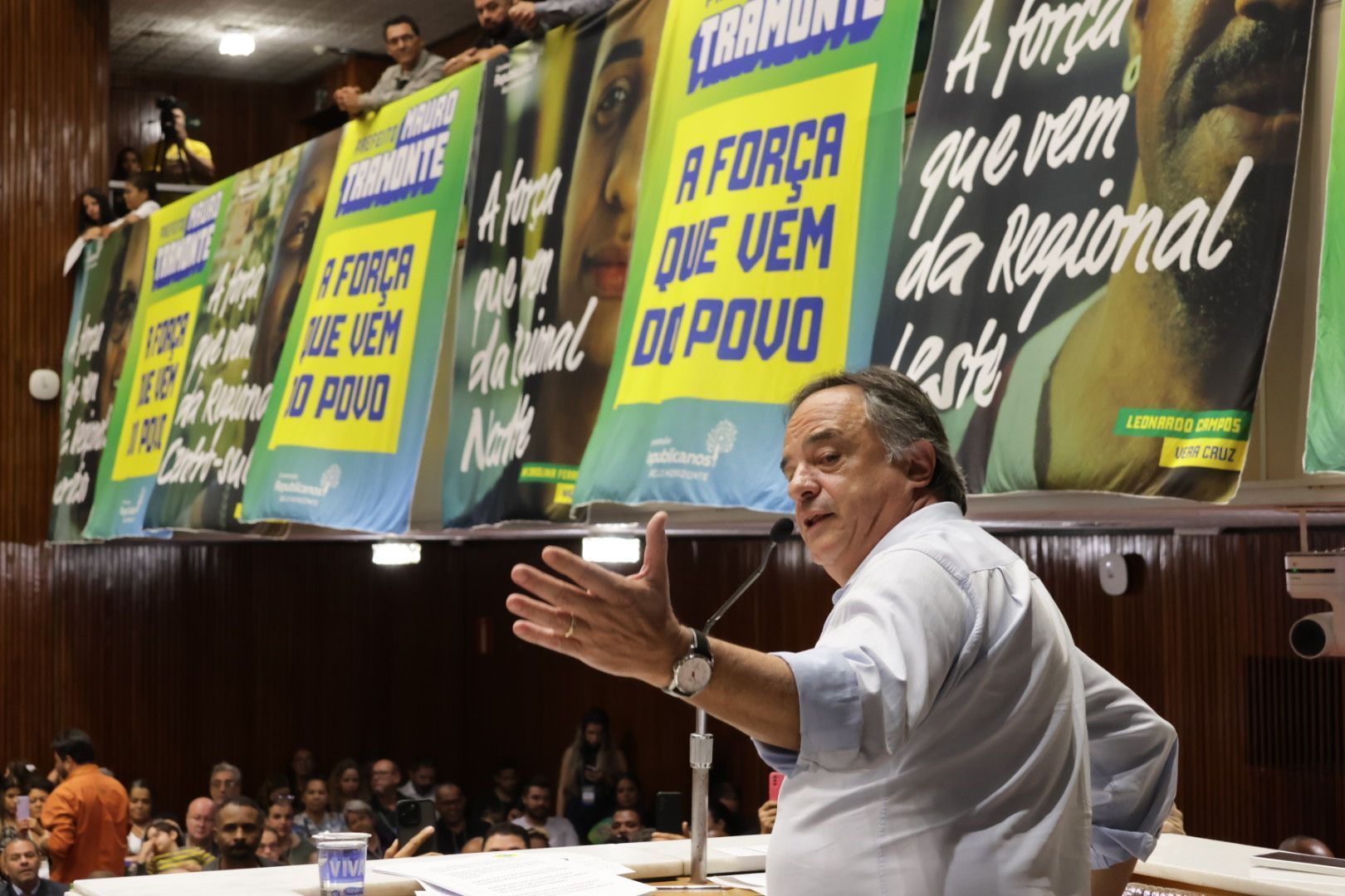 O candidato Mauro Tramonte (Republicanos) em convenção partidária