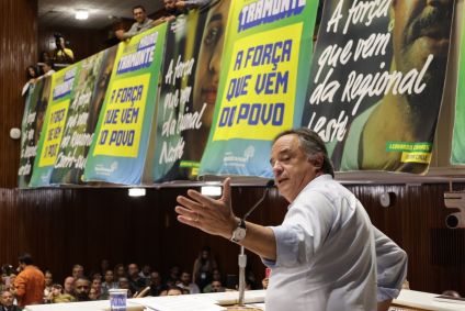 O candidato Mauro Tramonte (Republicanos) em convenção partidária