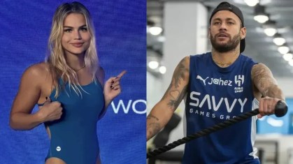 A nadadora paraguaia Luana Alonso (à esquerda) e o jogador brasileiro Neymar