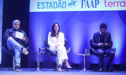 José Luiz Datena (PSDB), Marina Helena (Novo) e Ricardo Nunes (MDB) participam do segundo debate com os pré-candidatos à Prefeitura de São Paulo, promovido pelo jornal Estadão, em parceria com o Portal Terra e a Fundação Armando Alvares Penteado (FAAP), realizado no Teatro Faap, no bairro Higienópolis, na região central da capital paulista, nesta quarta- feira, 14 de agosto de 2024. 14/08/2024 - Foto: WERTHER SANTANA/ESTADÃO CONTEÚDO