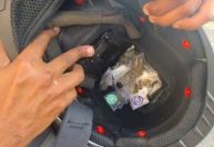 Motociclista é preso por usar fundo falso em capacete para esconder drogas em SP