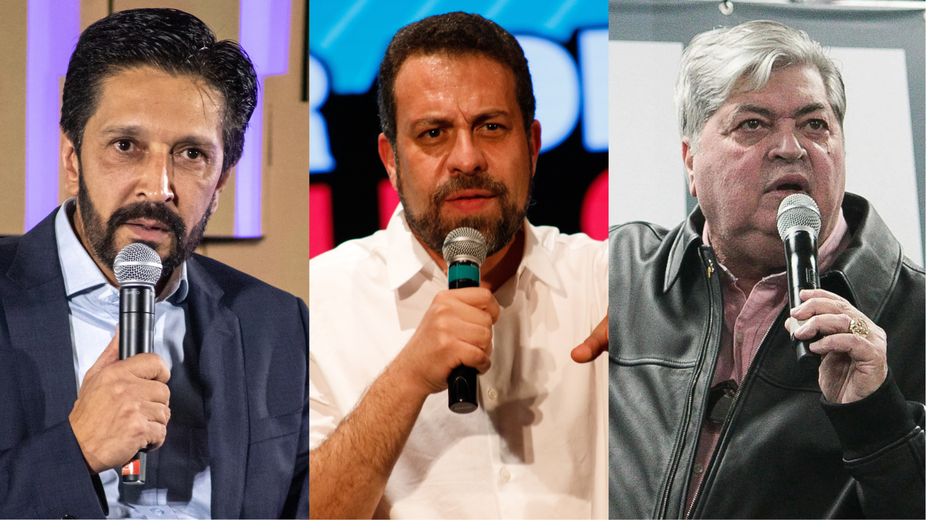 Da esquerda para a direita Ricardo Nunes, Guilherme Boulos e José Luiz Daten