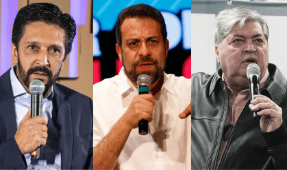 Da esquerda para a direita Ricardo Nunes, Guilherme Boulos e José Luiz Daten