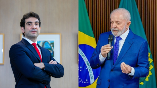 O indicado do governo para presidir o BC, Gabriel Galípolo, e o presidente da República, Luiz Inácio Lula da Silva (PT)