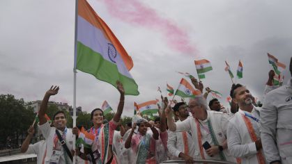 Delegação da Índia na cerimônia de abertura da Olimpíada de Paris 2024