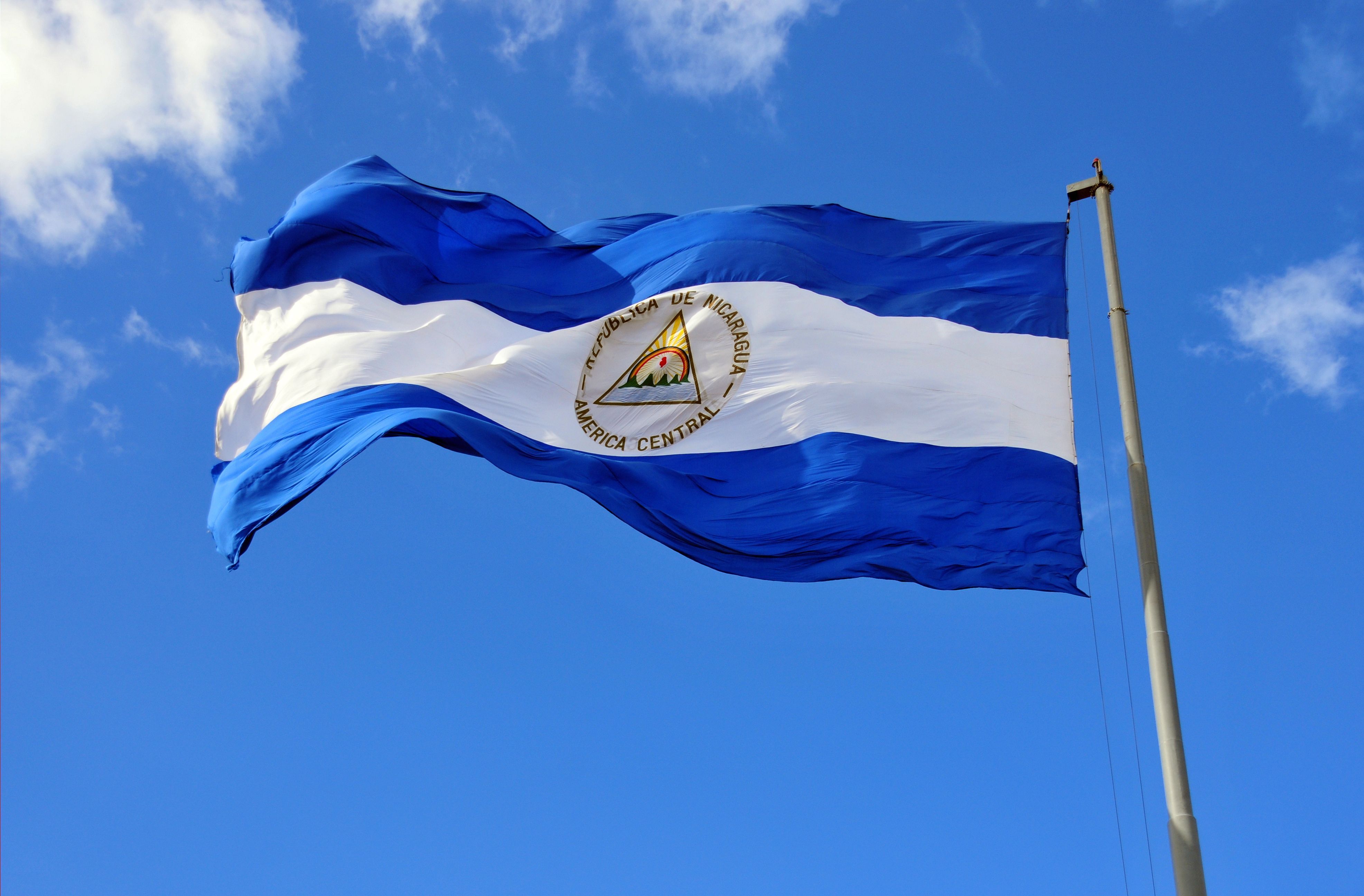 Nicaraguan flag (real photo, not computer generated)