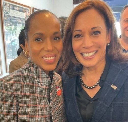 Kerry Washington com Kamala Harris • X/@kerrywashington