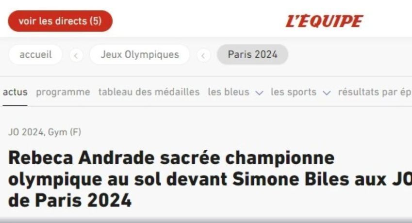 L'Equipe, da França, repercutiu o ouro de Rebeca / Reprodução
