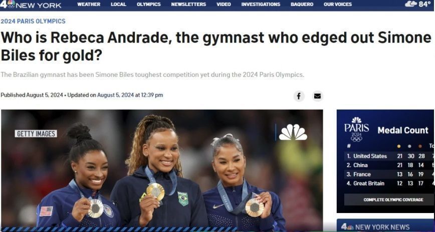 O jornal News 4, dos Estados Unidos, fez um perfil de Rebeca / Reprodução