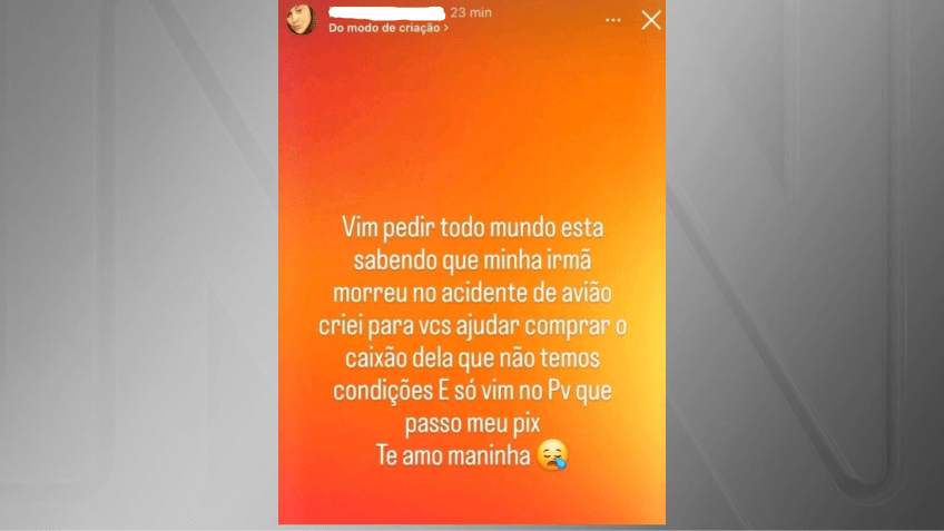 Golpistas se passam na internet por familiares de vítimas de queda de avião em Vinhedo, no interior de São Paulo / Reprodução/Redes Sociais