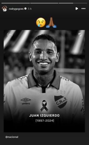 Rodrygo lamenta morte de Izquierdo • Reprodução / Redes Sociais