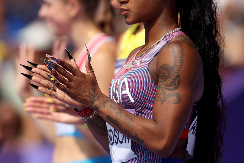 Atleta americana Sha'carri Richardson nos Jogos Olímpicos de Paris 2024/ Foto: Michael Steele/Getty Images