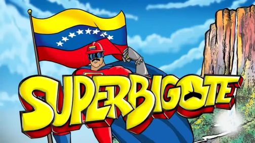 Desenho "Súper Bigote", que representa Nicolás Maduro como super-herói