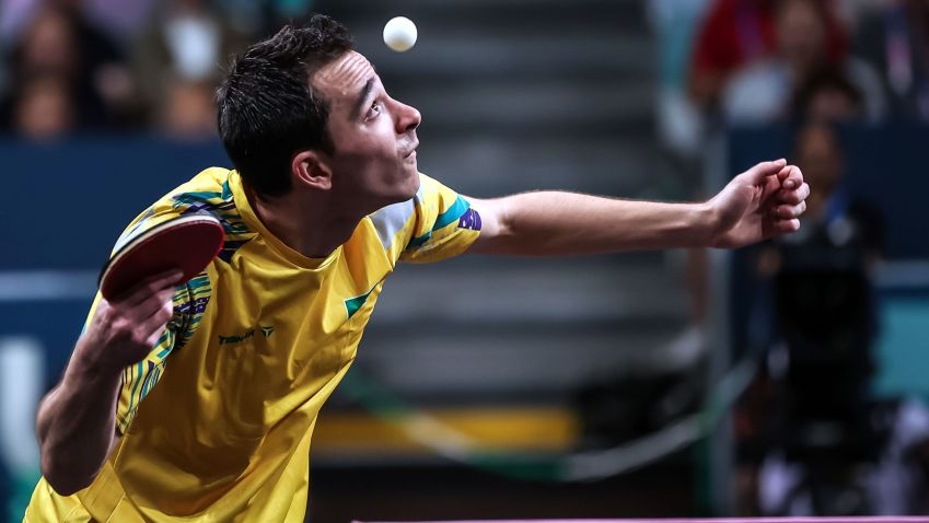 Hugo Calderano em ação durante a Olimpíada de Paris • Foto: Gaspar Nóbrega/COB