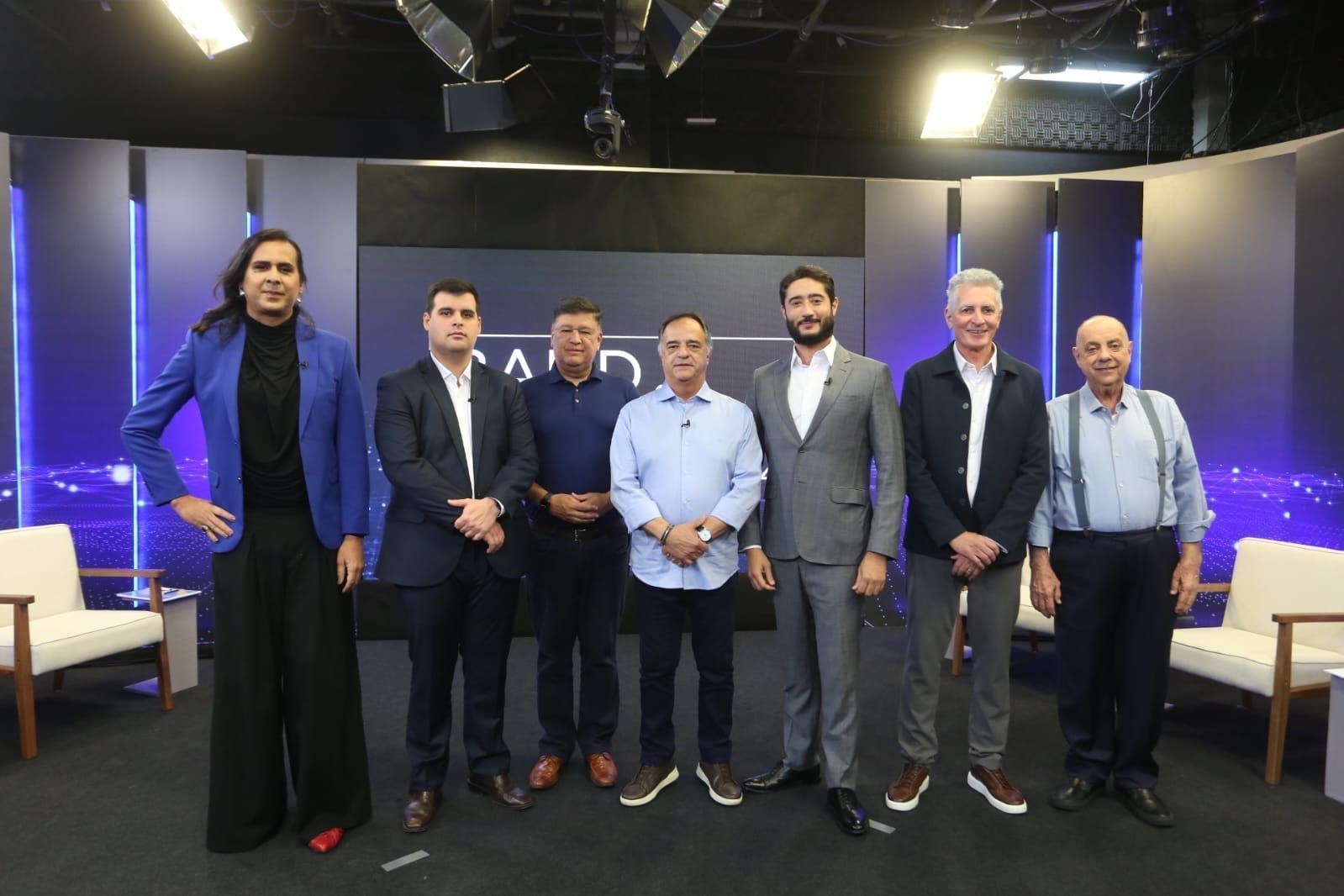 Duda, Engler, Viana, Tramonte, Azevedo, Correia e Fuad no debate entre os candidatos a prefeito de Belo Horizonte / Júnia Garrido/Band