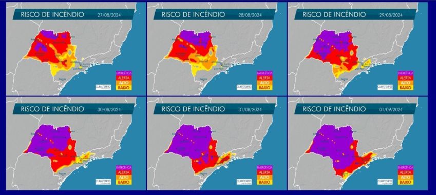 Risco para incêndio em São Paulo aumenta ao longo da semana • Defesa Civil - SP