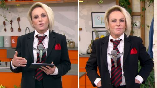 Ana Maria apresenta "Mais Você" vestida de Silvio Santos