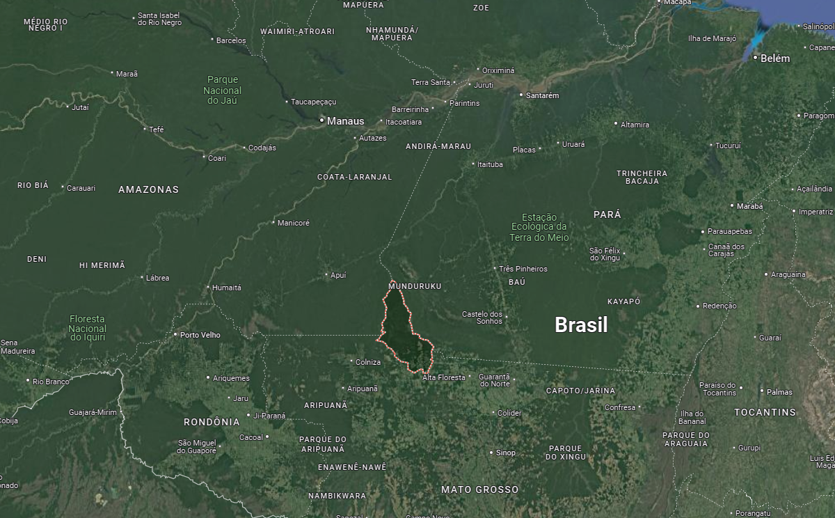 Local onde avião caiu fica na divisa entre Mato Grosso, Amazonas e Pará / Reprodução/Google Maps