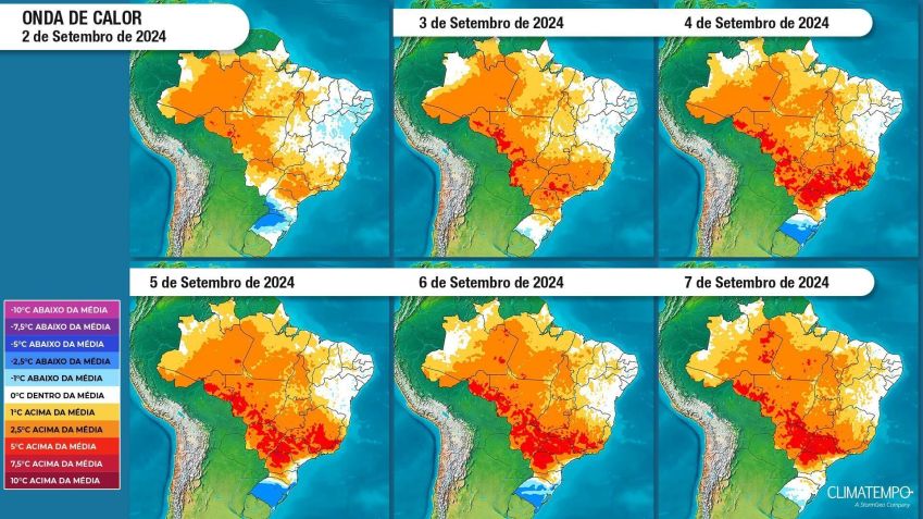 Painel diário de temperaturas de 02 a 07 de setembro • Climatempo
