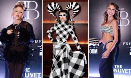 Brilho e transparência marcam looks dos famosos no Baile do BB