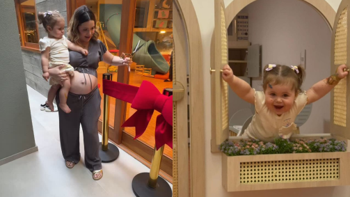 O brinquedo inclui um espaço de cozinha, um teatro, um camarim, um balanço e um escorregador, além de outras diversões distribuídas pelo espaço