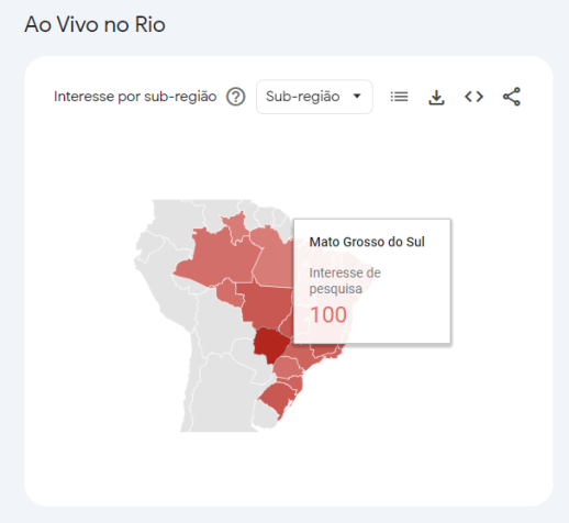 Distribuição geográfica das buscas no Google do álbum "Ao Vivo Rio" de Luan Santana / Google Trends