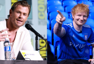 Chris Hemsworth toca bateria durante show do Ed Sheeran; veja