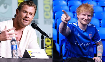 Chris Hemsworth toca bateria durante show do Ed Sheeran; veja