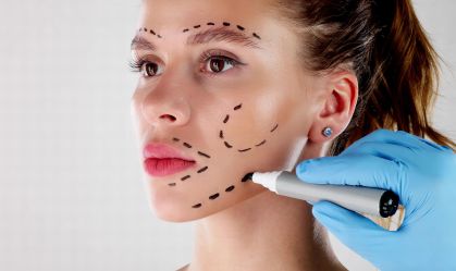Facial Aesthetics Facelift. Plastic Surgery Drawings
