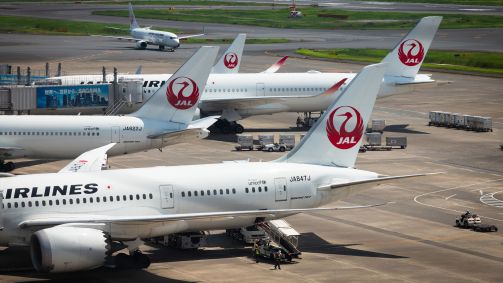 Aviões da Japan Airlines no Aeroporto de Haneda, em Tóquio, em 10 de agosto.