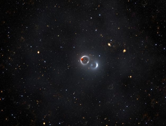 Ilustração descreve outro cenário em que um par de buracos negros lançou o objeto para fora de um antigo aglomerado globular de estrelas • Adam Makarenko/W. M. Keck Observatory via CNN Newsource