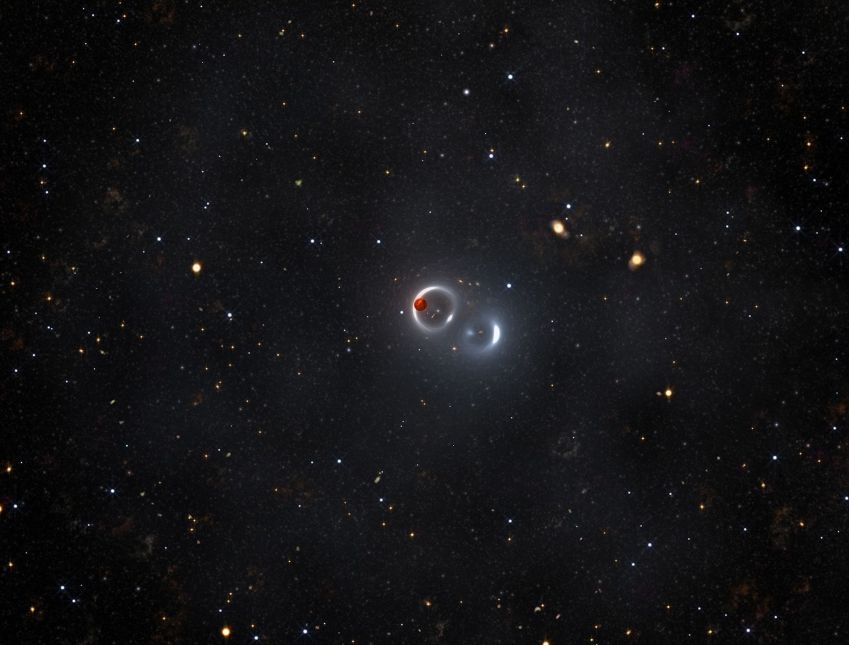 Ilustração descreve outro cenário em que um par de buracos negros lançou o objeto para fora de um antigo aglomerado globular de estrelas • Adam Makarenko/W. M. Keck Observatory via CNN Newsource