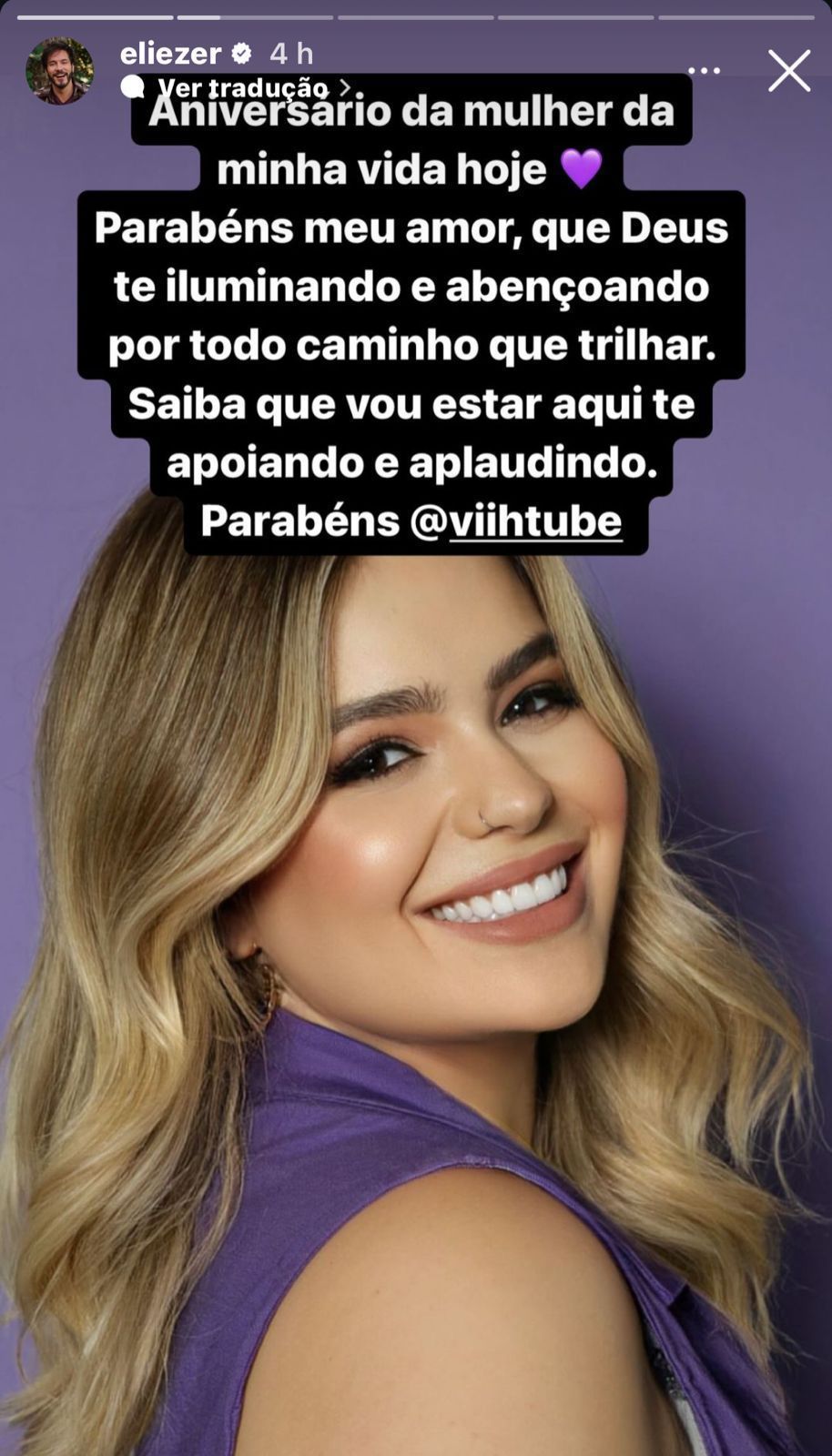 Eliezer se declarou à Viih Tube no aniversário de 24 anos da influenciadora / Instagram/Eliezer
