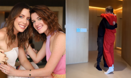 A influenciadora gravou o momento em que a irmã entra na casa, de máscara, e as duas se abraçam chorando