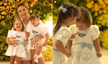 Filhas de Virginia usam vestido personalizado para Dia dos Pais; veja