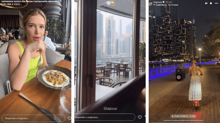 Luigi Cesar e Júlia Vieira aproveitam primeiro dia da lua de mel em Dubai / Instagram/ Júlia Vieira e Luigi Cesar