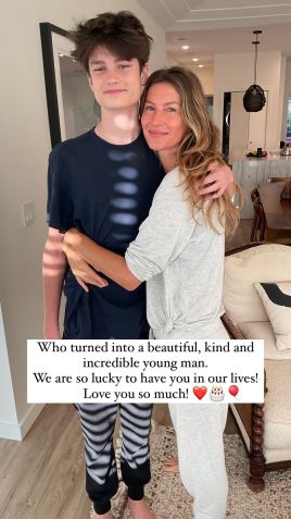 Gisele Bündchen parabeniza John Edward, filho mais velho de Tom Brady. • Instagram/Gisele Bündchen.