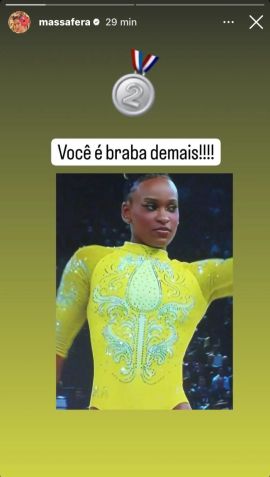 Atriz parabenizou a ginasta pela medalha de prata / Instagram/Grazi Massafera