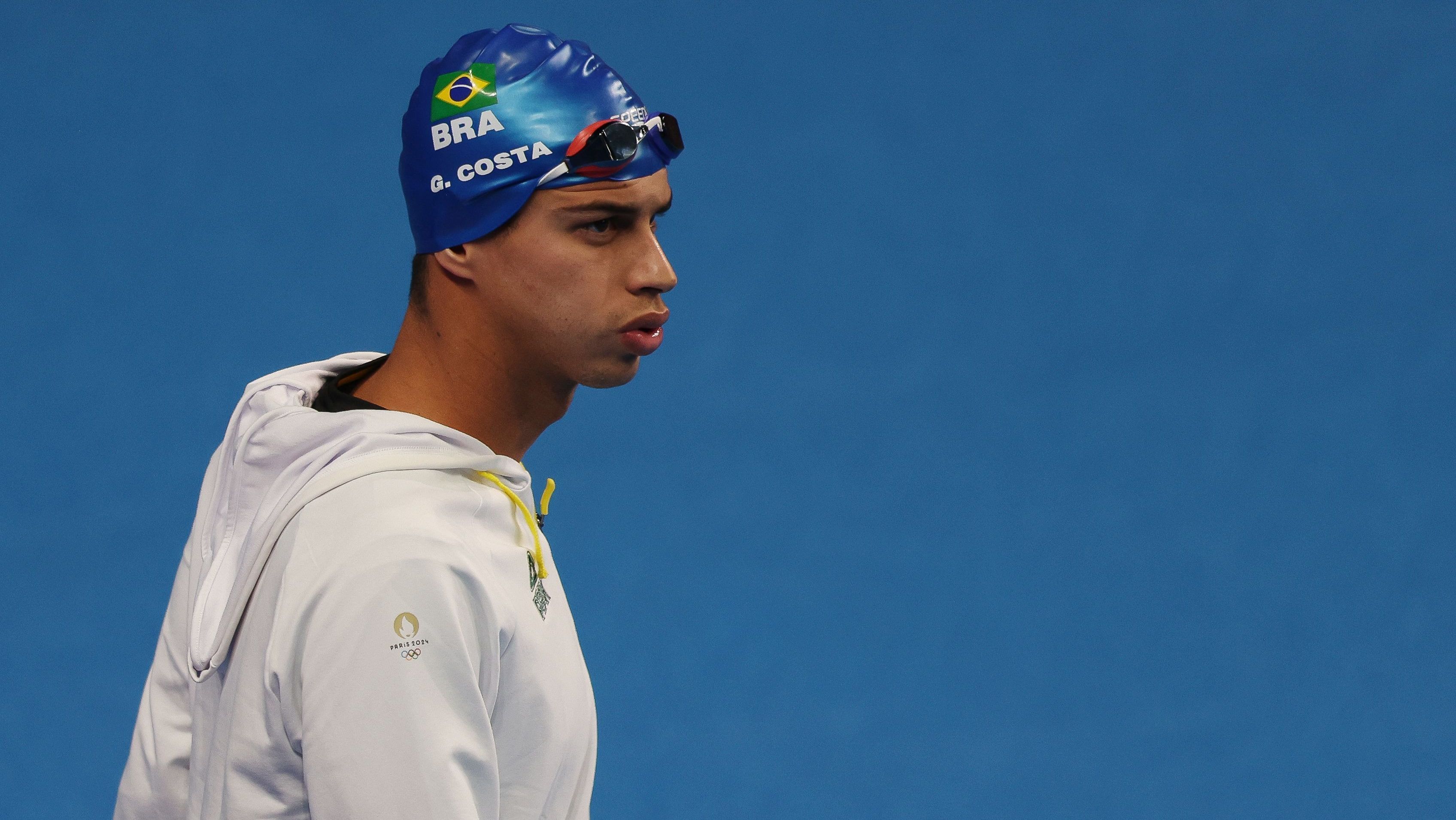 Guilherme Costa em prova da natação na Olimpíada