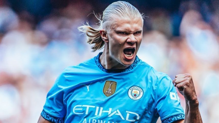 Erling Haaland em partida do Manchester City