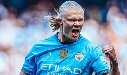 Erling Haaland em partida do Manchester City