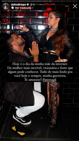 John Drops publicou texto para Preta Gil / Instagram/John Drops