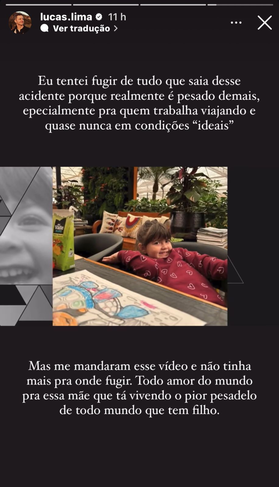 Lucas Lima compartilhou reportagem e se solidarizou com história de Liz / Instagram/Lucas Lima